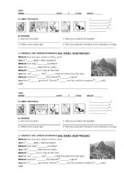 English Worksheet: QUIZ - PAST OF BE 