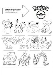 English Worksheet: Larning colours with Pokemon