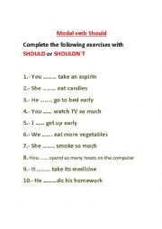 English Worksheet: modal verb should