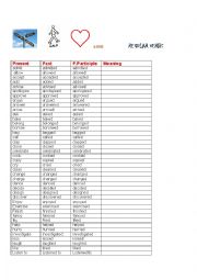 English Worksheet: REGULAR VERBS LIST