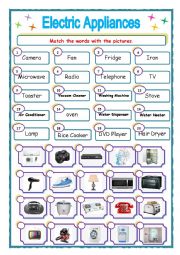 English Worksheet: Electric Appliances