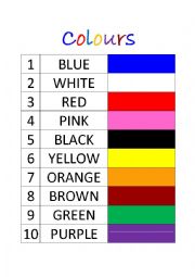 English Worksheet: Colours