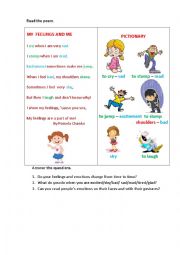 English Worksheet: FEELINGS (a poem)