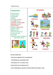 English Worksheet: SUMMERTIME!  (a poem)