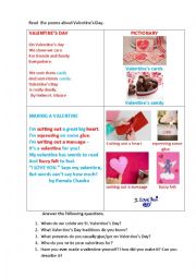 English Worksheet: VALENTINES DAY POEMS