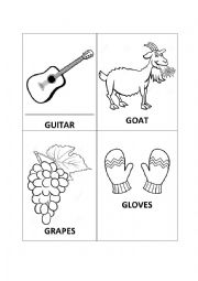 English Worksheet: G flash-cards