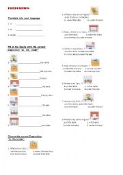 English Worksheet: preposition of place