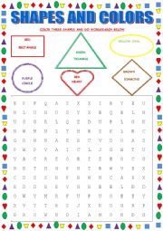 English Worksheet: COLORS AND SHAPES