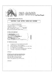 English Worksheet: No Good by Kate Voegele