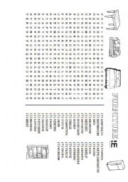 English Worksheet: FURNITURE WORDSEARCH