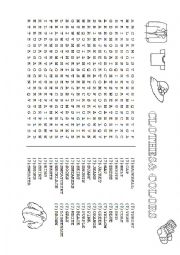 English Worksheet: CLOTHES WORDSEARCH