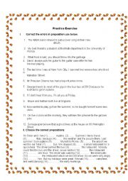 English Worksheet: Prepositions