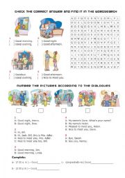 English Worksheet: Greetings and farewells