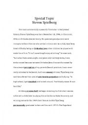 English Worksheet: special topic SS