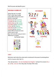 English Worksheet: WEEKDAYS WARM UP! (a poem)