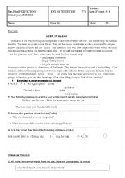 English Worksheet: end 3 8th form