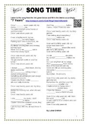 English Worksheet: 7 YEARS-SONG COMPLETION