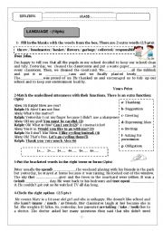 English Worksheet: 7th Form end of term test 3