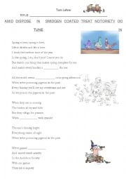 English Worksheet: Tom Lehrer - Poisoning Pidgeons in the Park