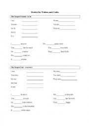English Worksheet: Review to be present and past and question words