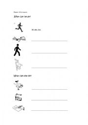 English Worksheet: They / She / He can do