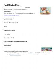 English Worksheet: Webquest- American diners and 50s
