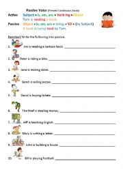 English Worksheet: Passive voice (Present continuous form)