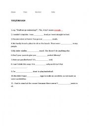 Too/Enough Worksheet