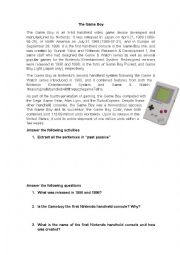 English Worksheet: The gameboy