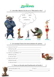 English Worksheet: Zootopia