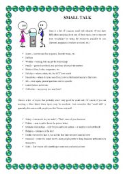 English Worksheet: SMALL TALK TOPICS