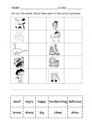 English Worksheet: ADJECTIVES - CUT AND PASTE