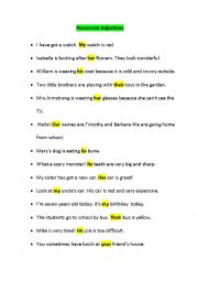 English Worksheet: possessive adjectives