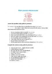 English Worksheet: reflexive pronouns