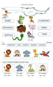 English Worksheet: at the zoo