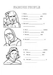 English Worksheet: FAMOUS PEOPLE