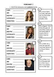 English Worksheet: FAMOUS PEOPLE