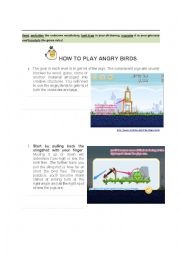 English Worksheet: Angry birds - reading and translating group activity