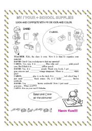 English Worksheet: School Supplies