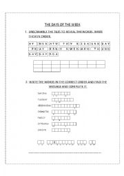 English Worksheet: THE DAYS OF THE WEEK