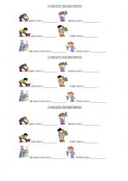 English Worksheet: Complete the sentences (animals)
