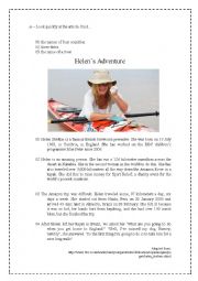 English Worksheet: Reading Comprehension: Helens Adventure
