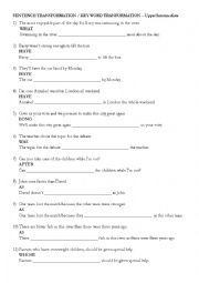 English Worksheet: Sentence Transformation / Key Word Transformation