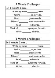 English Worksheet: 1 Minute English Challenges