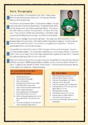 English Worksheet: Pele Biography