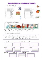 English Worksheet: Countables and Uncountables