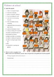 English Worksheet: violence at school