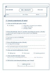 MID-TERM TEST 3 2016  8TH FORM