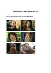 English Worksheet: The main characters of the Lord of the Rings