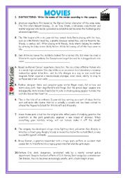 English Worksheet: TYPES OF MOVIES